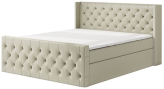 A&J MöbelLand GmbH Boxspringbett LUNA mit 2 Bettkästen, Bonell-Matratze und Topper.