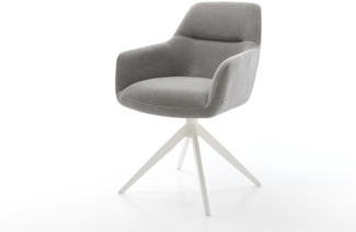 Drehstuhl Pejo-Flex Strukturstoff Soft Grau Kreuzgestell breit Weiß 360° drehbar Wippfunktion Taschenfederkern