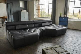 KAWOLA Big Sofa TARA Wohnlandschaft Leder schwarz 76 x 143 x 286 cm