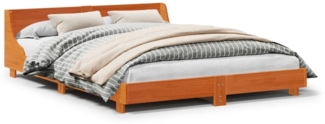 vidaXL Massivholzbett ohne Matratze Wachsbraun 140x190 cm Kiefernholz 850742
