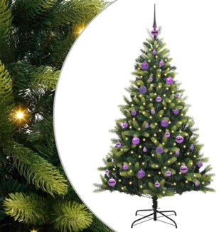vidaXL Künstlicher geflammter Weihnachtsbaum 150 LEDs Grün 150 cm 3395988
