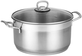 Bemus Kochtopf STELLA - 6,1 Liter, Edelstahl 18/10, Allzwecktopf mit Glasdeckel Ø 24 cm x 14 cm