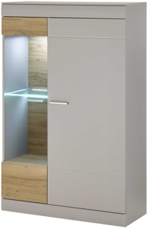 Vitrine Glasvitrine Scara 90x35x139cm kieselgrau Zinneiche 2-türig