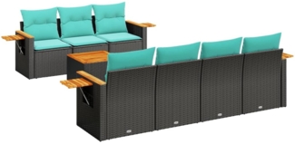 vidaXL 8-tlg. Garten-Sofagarnitur mit Kissen Schwarz Poly Rattan 3226645