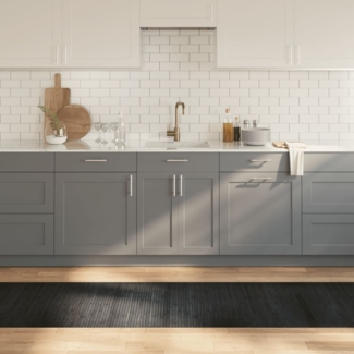 vidaXL Teppich Rechteckig Grau 70x300 cm Bambus 376754