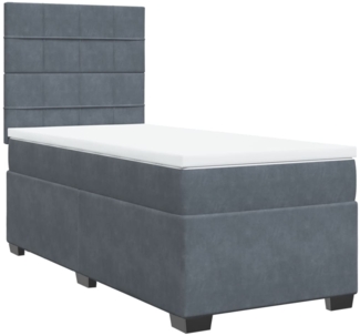 vidaXL Boxspringbett mit Matratze Dunkelgrau 80x200 cm Samt 3290763