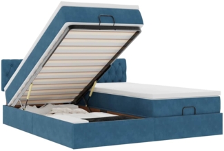vidaXL Ottoman-Bett mit Matratzen & LED Dunkelblau 200x200 cm Samt 3312951