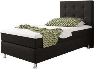 Boxspringbett Köln Plus mit integriertem Topper 90x200 Webstoff Schwarz