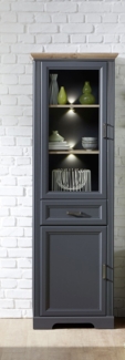 Vitrine Jena / Jasmin , Holzwerkstoff , Grau, Schwarz , 66 x 204 x 42 cm