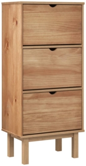 vidaXL Schuhschrank OTTA mit 3 Schubladen Braun Massivholz Kiefer 351309