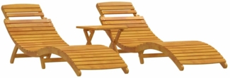 vidaXL Sonnenliege 3 pcs Braun Massivholz Akazie 4107094