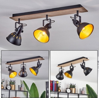hofstein Deckenleuchte »Arazane« Deckenlampe aus Metall/Holz, Schwarz/Chrom/Gold/Dunkelbraun, ohne Leuchtmittel, mit verstellbaren Schirmen u. Lichteffekt, E14