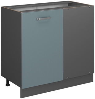 Eckunterschrank R-Line Blau-Grau 86 cm ohne Arbeitsplatte Vicco