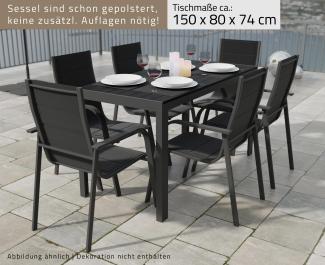 7tlg. Alu Gartensitzgruppe Gartenmöbel Set Gartenset Sitzgruppe Essgruppe Tisch