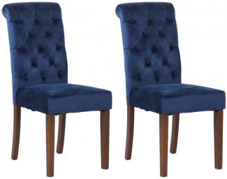 2er Set Esszimmerstühle Lisburn Samt, blau