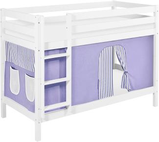 Lilokids 'Jelle' Etagenbett 90x200 cm, Lila Beige, Kiefer massiv, mit Vorhang und Lattenroste