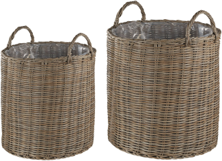 Set mit 2 Blumentöpfen BITOLA PE Rattan 40 48 cm Braun