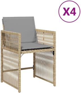 vidaXL Gartenstühle mit Kissen 4 Stk. Beigemischung Poly Rattan 365040