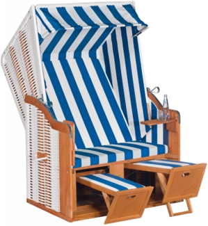 Sonnenpartner Strandkorb Rustikal 50 Basic Stoff Nr. 200, 2-Sitzer, Halbliegemodell, PVC-Kunststoffg