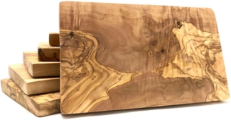 Olivenholz-erleben Frühstücksbrett eckig aus hochwertigem naturbelassenem Olivenholz, Massivholz, (Set, 6-St, 6x Frühstücksbrett eckig), Mediterraner Look, einzigartige Maserung, je Gr. 25x15 cm
