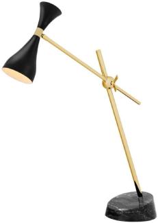 Casa Padrino Luxus Schreibtischleuchte Messingfarben / Schwarz 21 x 65 x H. 87-92 cm - Büromöbel