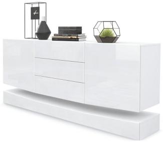 Vladon Sideboard City, Weiß matt/Weiß Hochglanz - Moderne Kommode für Ihr Wohnbereich (178 x 72 x 38 cm)