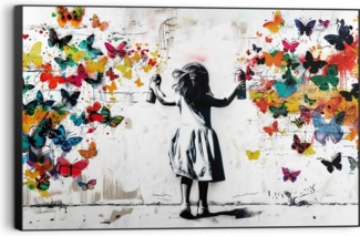 Reinders! Wandbild Wolke von Schmetterlingen, Kinderzimmer - Mädchen - Mehrfarbig - MDF - Street Art - 90x60 cm