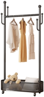 NUODWELL Kleiderständer Garderobenständer, Rollbare Metall Kleiderständer mit Korb und 4 Haken