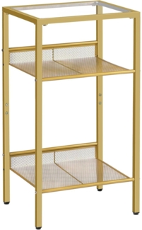 HOOBRO 3-stöckiger Beistelltisch Gold gehärtetes Glas und
