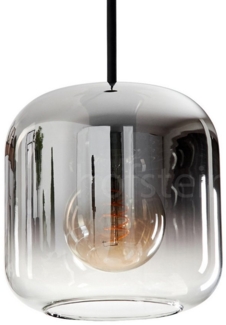 hofstein Hängeleuchte Hängelampe aus Metall/Glas in Schwarz/Rauchfarben/Klar, ohne Leuchtmittel, im Vintage/Retro Design, Glasschrim (20cm), 1x E27, ohne Leuchtmittel