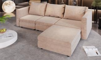 HOMALL Ecksofa Ecksofa mit Abnehmbarer Sofabezug, U-Shape Sofa mit 4 Kissen, Grau