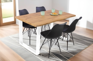 Esstisch Baumkante Holz-Optik Wildeiche 140 x 80 U-Gestell weiß JOSY 142463987