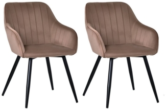 HOMAVO Esszimmerstuhl YZ5 Set 2 Stück in Samt mit Armlehnen-modernen Design (2er Set), Met armleuningen, stabile Metallbeine, modernes Design