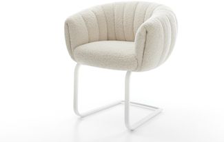 Freischwinger Jada-Flex Teddystoff Beige Freischwinger flach Weiß Taschenfederkern