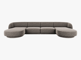 Micadoni Panorama-Sofa Miley 5-Sitzer Chenille Haga Grau