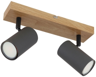 Deckenstrahler, Metall, Holzoptik, 2 flammig, L 26 cm