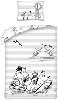 Mumins Bettwäsche Set aus Baumwolle Bettdeckenbezug 140 × 200 cm mit 50 × 70 cm Kissenbezug