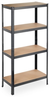 Relaxdays Schwerlastregal, Stahl / MDF / Kunststoff schwarz, 4 Ebenen