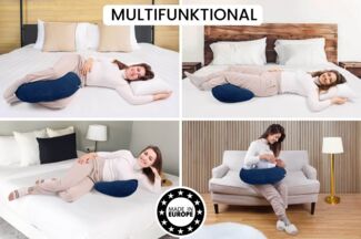 Amilian Stillkissen - Stillmond - Schwangerschaftskissen - Lagerungskissen, Schwangerschaftskissen klein - Kissen für Stillzeit - pregnancy pillow, mit Füllung und abnehmbarem Bezug - maschinenwaschbar