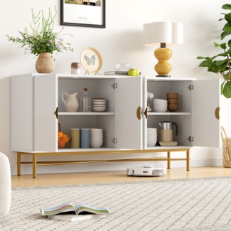 Sideboard 160x40x82 cm, modernes mattes Holzdekor mit 3 Schubladen und 2 Türen,Weiß