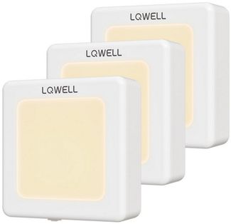 LQWELL LED Steckdosenleuchte Nachtlicht Steckdose Faltbar mit Dämmerungssensor, Nachtlampe Einstellbare Helligkeit, LED fest integriert, Automatisch Steckdosenlicht, Orientierungslicht Warmweiß, Bewegungsmelder, 1/2/3 Stück LED Nachtlicht Kinder