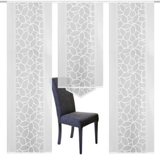 HOME WOHNIDEEN Schiebegardine JENNA (3 St), Klettband, halbtransparent, Schiebevorhang Jacquard Set