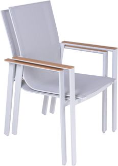 Gartenstuhl 2er Set JULIAN - Kunststoff, Natur | Stapelstühle Wetterfest Gartenstühle Outdoor Essstühle