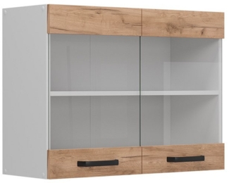 Vicco Glashängeschrank R-Line, Goldkraft Eiche/Weiß, 80 cm