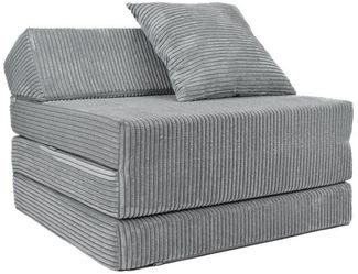 Klappmatratze Klappmatratze mit Kopfteil aus Cord, FORTISLINE, Klappbar, als Sitzmöglichkeit nutzbar, Bezug abnehmbar und waschbar