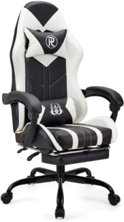 Gaming Stuhl Bürostuhl Drehstuhl PC Arbeitsstuhl (Weiß mit
