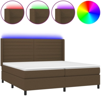 vidaXL Boxspringbett mit Matratze & LED Dunkelbraun 200x200 cm Stoff, Härtegrad: H2 [3138424]