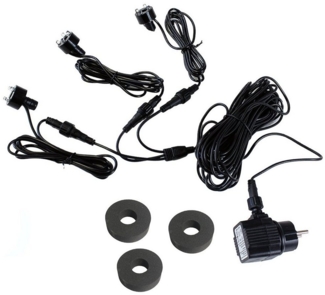 Arnusa Gartenbrunnen Springbrunnen LED Beleuchtung 3er Set, 3,00 cm Breite, 10 Meter Zuleitung, Ersatzbeleuchtung