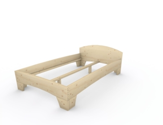 Holzbett (Fichte) "Rosi" 120 x 200 cm 38 cm mit Kopfteil Massivholzbett Bett