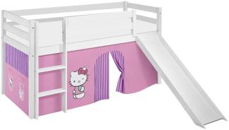 Lilokids 'Jelle' Spielbett 90x190 cm, Hello Kitty Lila, Kiefer massiv, mit Rutsche und Vorhang